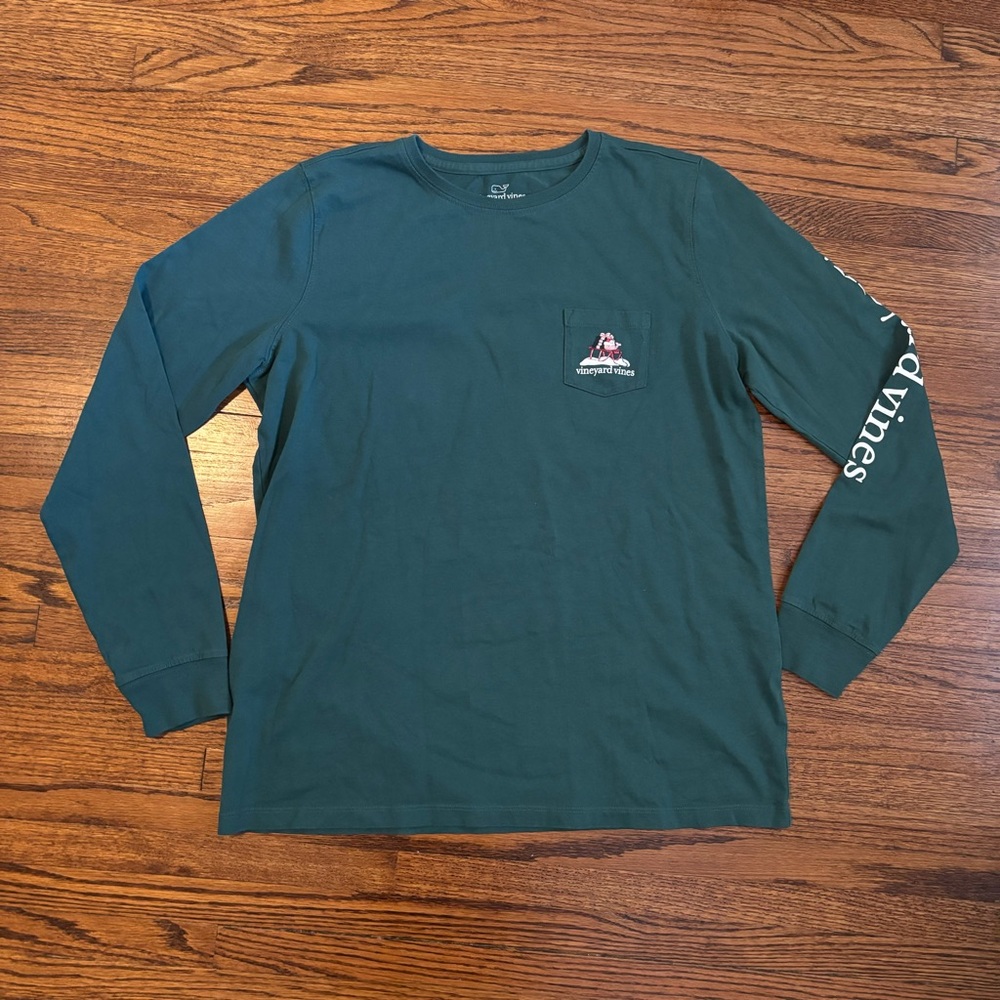 Vineyard Vines Holiday Long Sleeve T-Shirt, Dog and Sled Graphic